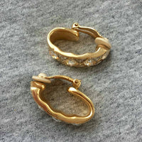 SPARKLY 1980s Swarovski SAL Crystal HOOP Earrings Vintage signed swan pave Designer Couture clip on gold tone Dangle Statement Rare!