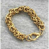 Chic! Byzantine Link Bracelet 80s Shiny gold tone Chunky Bold statement thick braided bold vintage modernist designer Style Rare!
