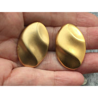 Chic! Oval Gold Tone earrings chunky Runway Etruscan Revival  clip on 80s unique vintage statement gold button earrings, Gold earrings