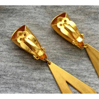 VTG! Robert Lee Morris Earrings Fringe Chandelier clip on shoulder Duster Gold-plated Runway Couture Designer Statement 80s
