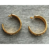 Amazing! Giant HOOP Napier Earrings big wide Couture designer thick pierced brushed shiny gold tone statement Runway long dangle  RARE!