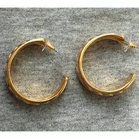 Amazing! Giant HOOP Napier Earrings big wide Couture designer thick pierced brushed shiny gold tone statement Runway long dangle  RARE!
