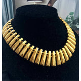 Chic! Anne Klein Modernist Necklace choker collar designer Couture statement vintage collectible Cleopatra modernist Runway matt goldtone