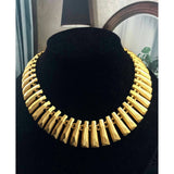 Chic! Anne Klein Modernist Necklace choker collar designer Couture statement vintage collectible Cleopatra modernist Runway matt goldtone