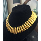 Chic! Anne Klein Modernist Necklace choker collar designer Couture statement vintage collectible Cleopatra modernist Runway matt goldtone