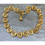 Chic! 80s Anne Klein Necklace Circle spirals Choker Collar Statement Gilt goldtone Metal Vintage modernist Designer Couture CLICK 2 VIEW