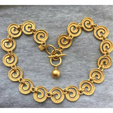 Chic! 80s Anne Klein Necklace Circle spirals Choker Collar Statement Gilt goldtone Metal Vintage modernist Designer Couture CLICK 2 VIEW