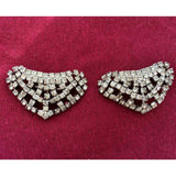 1950s Musi Shoe Clips Crystal Rhinestone SPARKLY Silver tone pageant fur clips art deco jewelry statement rare