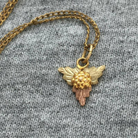 Stunning Black Hills Gold Landstrom's 10K Dainty Tricolor Floral Leaves Pendant Necklace + Gf Neck Chain  Etched Vintage Jewelry Designer
