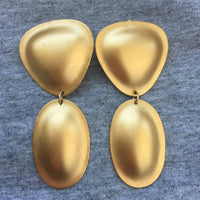 Vtg Chunky Earrings Matte Gold Tone pierced