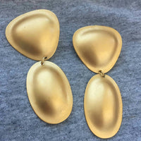 Vtg Chunky Earrings Matte Gold Tone pierced