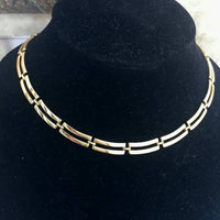 Monet Necklace Signed Modernist chunky art deco chain link Choker Collar
