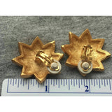Stunning Anne KLEIN Star Etruscan Earrings Matte Satin Goldtone DESIGNER Couture 80s clip on chunky statement jewelry vintage classic rare!
