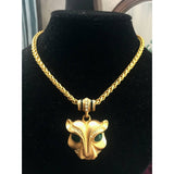 Sexy! Puma Cougar Necklace Figural Animal panther  Gold tone  80s  Runway Crystal Designer quality Couture Style