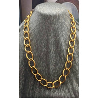 Anne Klein Long Open Oval Necklace Matte Gold Tone Signed Chunky