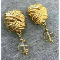VTG Frederic Jean Duclos Couture designer 925 silver gold plated Clip Earrings