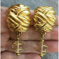 VTG Frederic Jean Duclos Couture designer 925 silver gold plated Clip Earrings