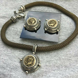Stunning New Old Stock Vintage 1980s Renaissance Style 80s Faux Roman Coin Necklace Earrings set