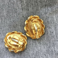 Carolee faceted Swarovski Crystal Earrings Twisted Gold Tone Statement sparkly clip on Designer Chunky Big Runway Vintage Bold! RARE!!