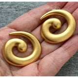 Stunning Monet Etruscan Swirl Earrings Matte Satin Goldtone DESIGNER Couture 80s pierced chunky statement signed vintage art deco classic