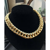 Chic Ann Klein Cuban Chain Link Necklace chunky Choker Collar statement Signed Modernist Gold tone 80s Vintage Designer Couture CLICK 2 VIEW