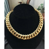 Chic Ann Klein Cuban Chain Link Necklace chunky Choker Collar statement Signed Modernist Gold tone 80s Vintage Designer Couture CLICK 2 VIEW