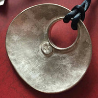 NOS DKCo Donna Karan 1980s Chunky NECKLACE Pendant Matte Silver Tone