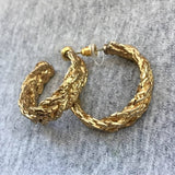VTG Braided Brutalist Hoop Earring Pierced Gold tone