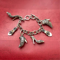 Vintage shoe charm bracelet Victorian motif