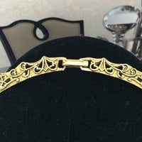 Art Nouveau Lion Tassel Necklace Matte Gold Tone STATEMENT Choker RARE!