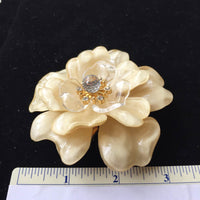 St John Lucite Crystal Camellia Flower Rose Designer Brooch Pin massive big large statement Vintage Couture RARE!