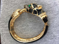 Vintage Panther cat cuff clamper Bracelet Crystal