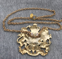 VTG Miriam Haskell British Royal Coat Of Arms Heraldic Necklace  