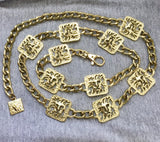 Anne Klein Cut Out Lion Gold Tone Chain Belt