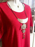 Vintage Hill tribe necklace Breastplate Silvertone Etched