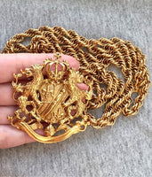 Vintage Monet Rope Necklace MASHUP Joan Rivers Royal Crest Brooch