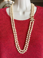 Joan Rivers Faux Pearl Necklace Star Gold Tone