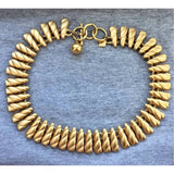 Anne Klein Necklace Quilted Modernist Statement Cleopatra Matte Gilt Gold Medal Chunky Choker Collar Vintage Signed Lion Tag 80s Rare!