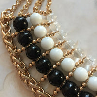 NWT Designer Vendome Gold Tone Beaded Necklace lucite designer black