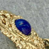 RARE! New Old Stock Long Runway 1980s Signed Designer Couture Gianni De Liguoro Earrings clip on blue lapis lazuli