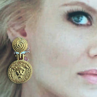 Anne Klein LION Earrings round door knocker long 