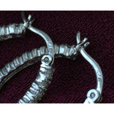 Petite! Sterling Silver oval hoop Earrings cz sparkling cubic zirconia Stones 925 Pierced designer brilliant statement