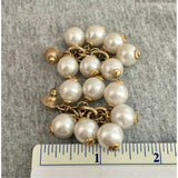 Chic! NOS Pearl Cluster Earrings Pierced Gold tone Dangle Drop Vintage 80s Chunky BOLD Runway Designer Quality Couture Style RARE!