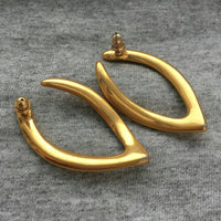 Unique chunky Upside down Wishbone Earrings dangle pierced gold tone mod retro vintage  long statement hoop style earrings sexy jewelry