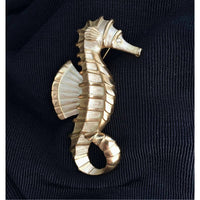Stunning! Pastelli Seahorse Pin Brooch rhinestone gold tone fish jewelry animal figural Italian Couture designer vintage jewelry statement