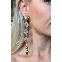 Robert Lee Morris Earrings shell Chandelier clip on Crystal shoulder Duster Gold-plated Runway Couture Designer