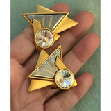 Lady Remington Rivoli crystal Triangle Earrings Gold tone pierced