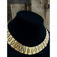 Chic! Monet 60s 70s Art Deco Cleopatra Choker Collar Necklace Statemen Rich Gilt Gold Metal Vintage Designer Runway Couture RARE! EUC!