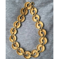 VTG Erwin Pearl Circle Link choker Necklace Unique Modernist Matte Gold Tone Chunky Statement Designer Couture Super Rare CLICK to VIEW!
