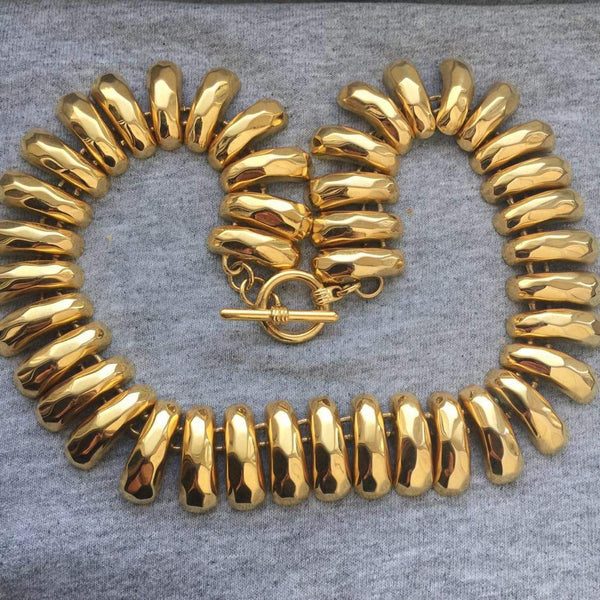 Choker modernist gold tone Necklace VTG